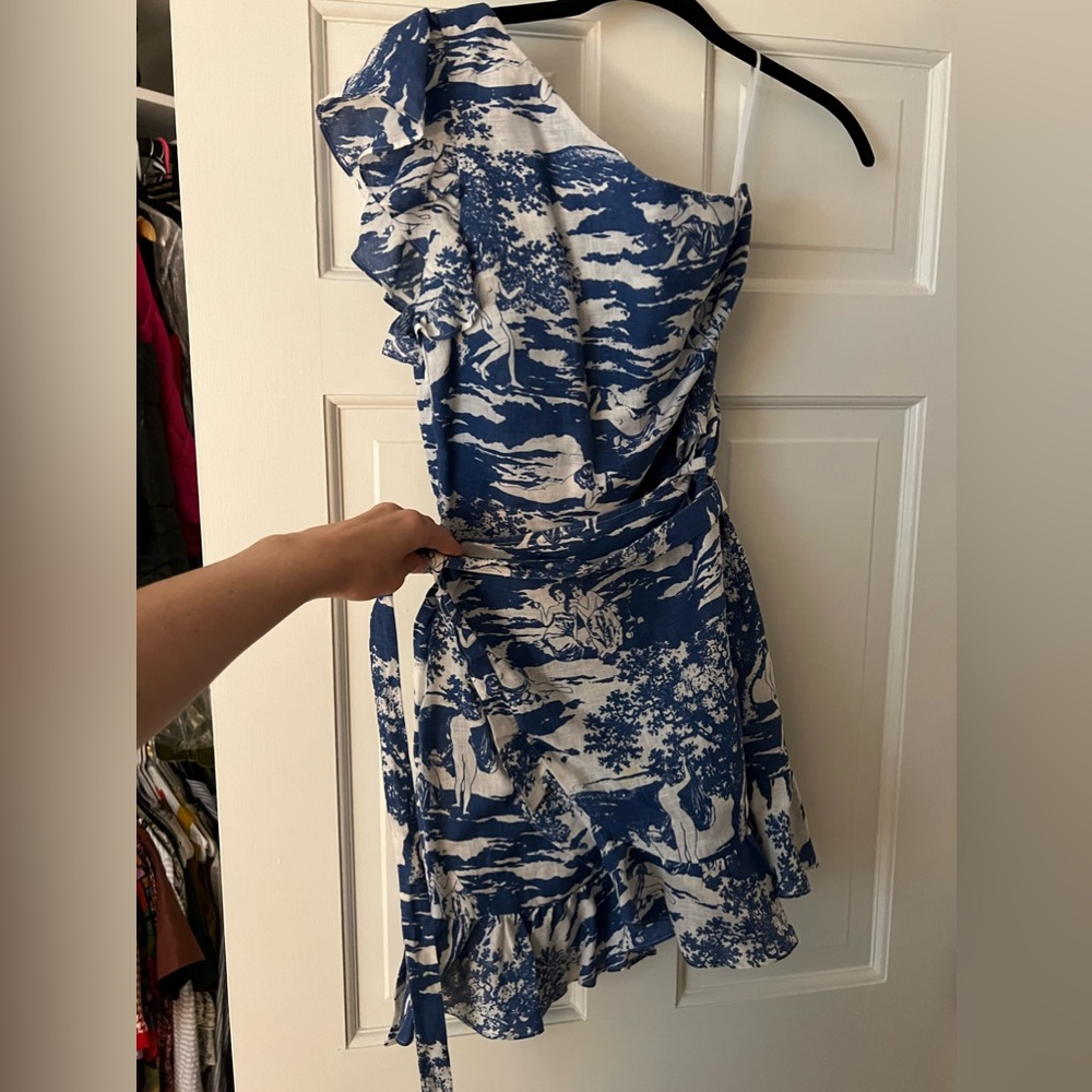 Reformation Blue Mini Wrap Dress Size 6